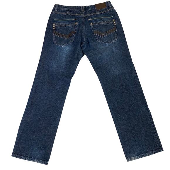 MECCA 90s Y2K Straight Leg Jeans Men 36x34 (36x33) Dark Wash Blue Denim Slim Fit - Picture 2 of 11